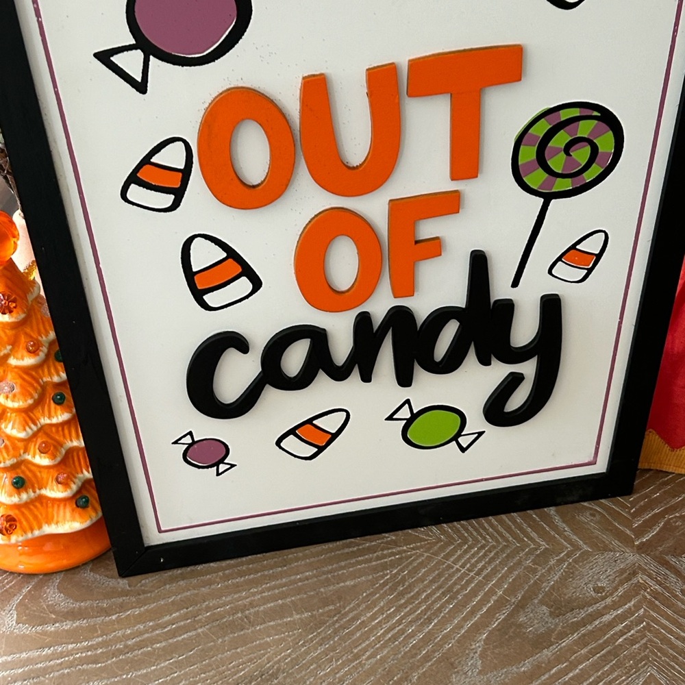 NEW! LARGE Halloween Trick or Treat Out of Candy Wood Holiday Sign - Picture 6 of 7